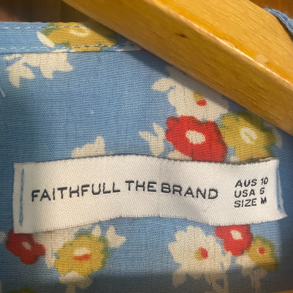 Anthropologie Faithfull The Brand Erin Floral Midi Dress Jasmin Blue Floral 6/M - Picture 14 of 14